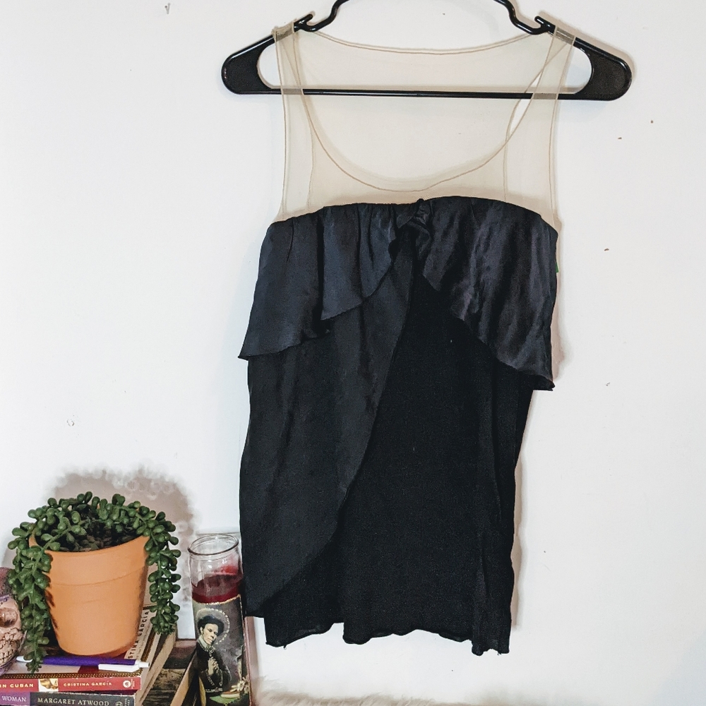 Faquette Silk Modal Asymmetrical Ruffle Sleeveless Cami Slip Top